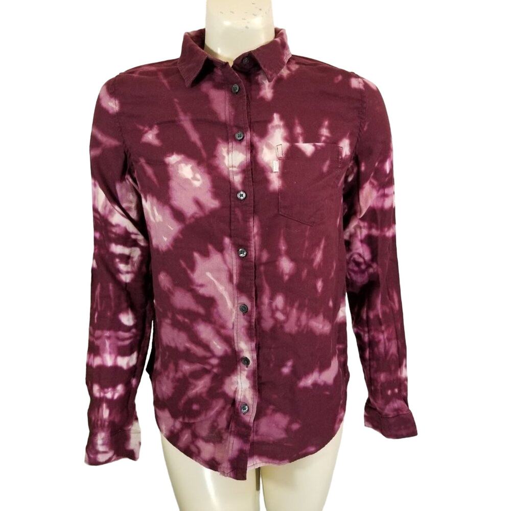 Levi's Classic Fit shirt Top Custom Reverse tie-dye Plum purple Womens Sz Small